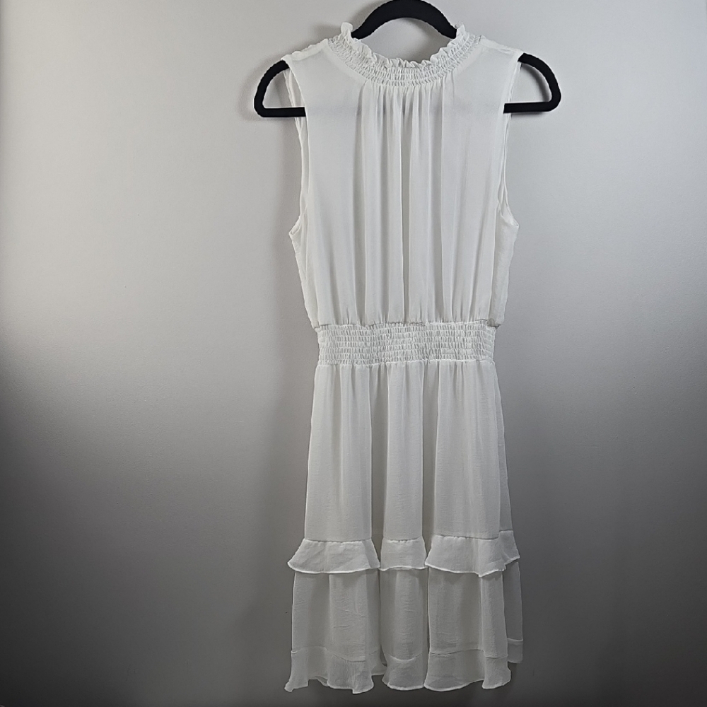 Emma & Michele White Sleeveless Mock Neck Sundress